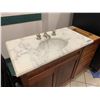 Image 2 : Wooden Vanity & Marble Vanity Top (has some damage)