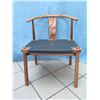 Image 2 : Qty 2 Wishbone Chairs, Mango Wood and Leather Seats 23"W x 18"D x 30"H