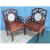 Image 1 : Pair of Chinese Emperor Chairs with Marble Inlay 27" x 19" x 44" H