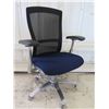 Image 2 : Knoll Inc. Black Mesh Rolling Executive Office Arm Chair w/ Blue Seat Cushion