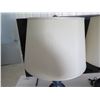 Image 2 : Qty 2 Ceramic Blue Glaze Base Lamps w/ White Shades & Cords