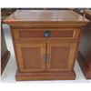 Image 1 : Wooden End Table w/ Drawer, Contents & 2 Door Cabinet 24"x18"x24"H