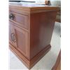 Image 2 : Wooden End Table w/ Drawer, Contents & 2 Door Cabinet 24"x18"x24"H