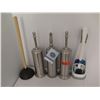 Image 2 : Qty 3 Bath Solutions Toilet Brush in Stainless Steel Holder, Misc Brush & Plunger