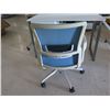 Image 8 : White Desk w/ 2 Drawers & Rolling Blue Office Chair 47"x24"x30"H