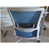 Image 8 : White Desk w/ 2 Drawers & Rolling Blue Office Chair 47"x24"x30"H