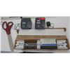 Image 1 : New Metal Rack, Qty 2 Lathem 1600E Time Clocks, Large Ribbon-Cutting Scissors