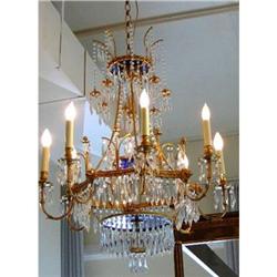 Swedish Baltic Style Crystal Bronze Chandelier #1846427