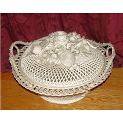 Antique Belleek Ornate Covered Basket #1846611