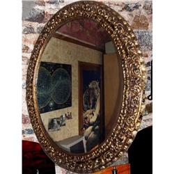 Big French Oval mirror gold leaves gilding   #1846818