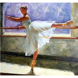 Ballet Dancer  practicing at the bar painting  #1846876