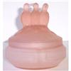 3 BIRDS Pink Satin Glass Figural Powder Jar #1874705