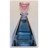 Image 1 : Blue & Pink Glass PYRAMID Perfume Bottle #1874889