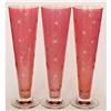 Image 1 : SC Line 3 Etched Cranberry Pink Glass Pilsners #1874927