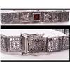Image 1 : Deco GARNET Sterling filigree hinged bracelet #1875041