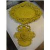 Image 1 : Footed Cast Iron inkwell set in yellow color! #1875072