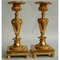 PAIR FRENCH REGENCY ORMOLU BRONZE CANDLESTICKS #1885247