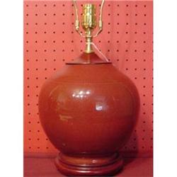 CHINESE EXPORT OXBLOOD VASE CONVERTED INTO LAMP#1885256