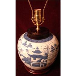 BLUE CANTON CHINESE EXPORT TABLE LAMP #1885280