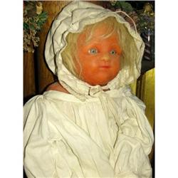 Artist Wax Doll Antique Gown Bonnet #1885731