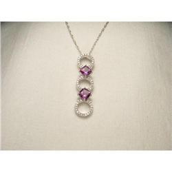 14K WG Diamond Amethyst Drop Pendant Necklace #1885740