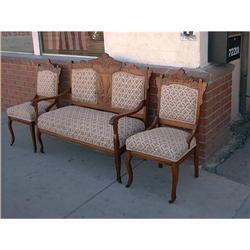 Vintage Eastlake Settee and Two Side Chairs  #1897082