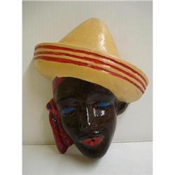 ANTIQUE - BLACK MAN HEAD - STRING HOLDER #1897097