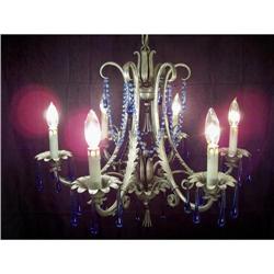 Early French Iron Tole Crystal Chandelier  #1897115