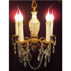 Petite Five Light Brass Cut Crystal Chandelier #1897117