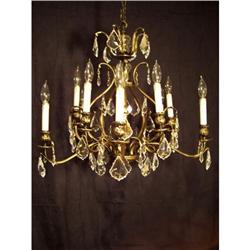 Early French Bronze 10 Light Crystal Chandelier#1897118