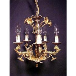 Antique Solid Bronze Rococo Floral Chandelier #1897121