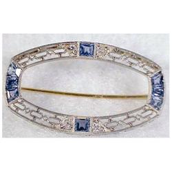 Platinum corn flower sapphires oval pin #1897339