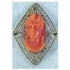 Image 1 : 10K Victorian red coral cameo diamond shaped #1897341
