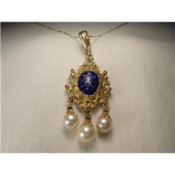 Victorian 18K Gold Enamel Pearl Ruby Pendant #1897559