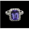 Image 2 : 4.03 ctw Tanzanite and Diamond Ring - 14KT White Gold