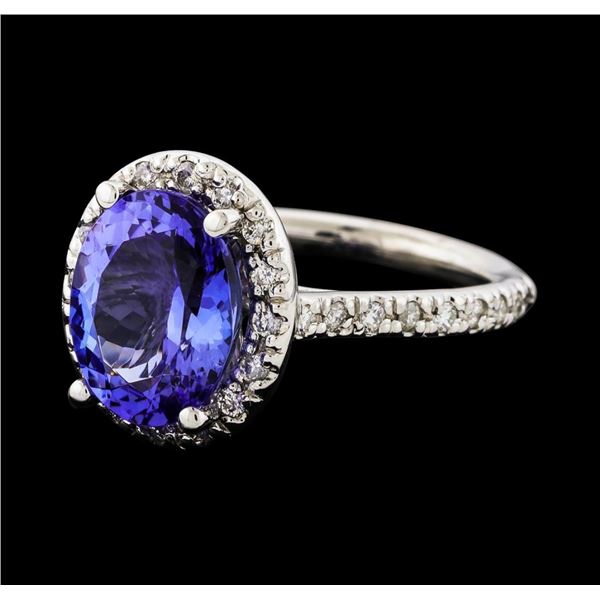 3.25 ctw Tanzanite and Diamond Ring - 14KT White Gold