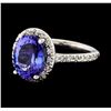 Image 1 : 3.25 ctw Tanzanite and Diamond Ring - 14KT White Gold