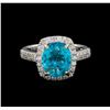 Image 2 : 3.57 ctw Apatite and Diamond Ring - 14KT White Gold