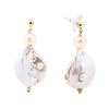 Image 2 : Baroque Coin Pearl Earring - 14KT Yellow Gold Plated