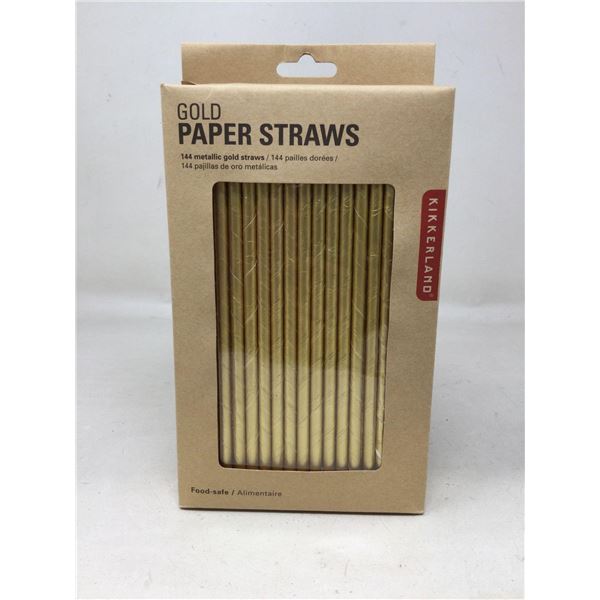 144 Gold Paper Straws (Food-Safe)