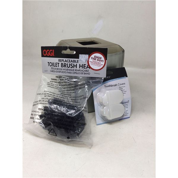 Oggi Replaceable Toilet Brush Head W/ Facevalues Toothbrush Covers