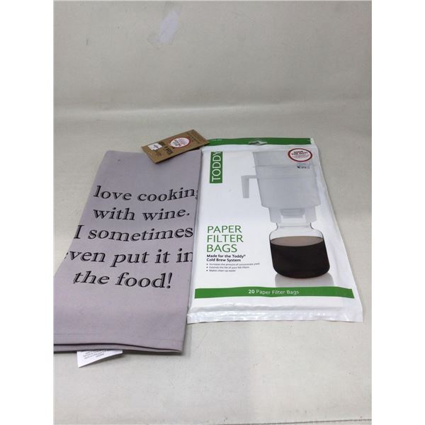 Decrotive Tea Towel W/ Paper Filter Bags For Toddy Cold Brew Coffee System