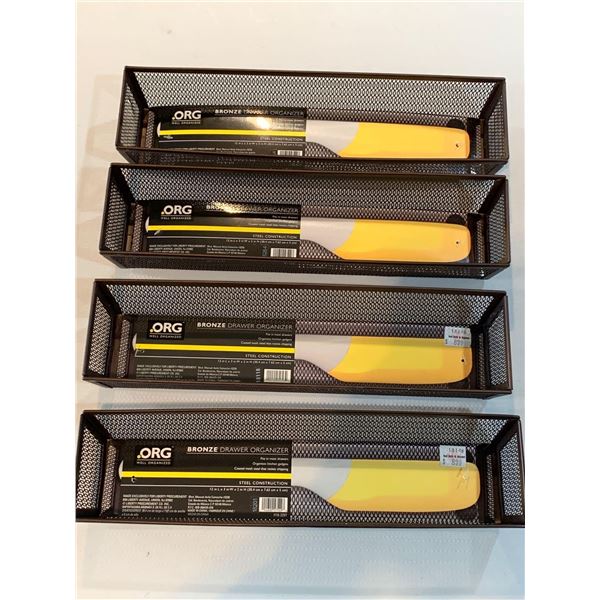 .Org Bronze Drawer Organizer 12" X 3" X 2" Steel Construction (Lot Of 4)