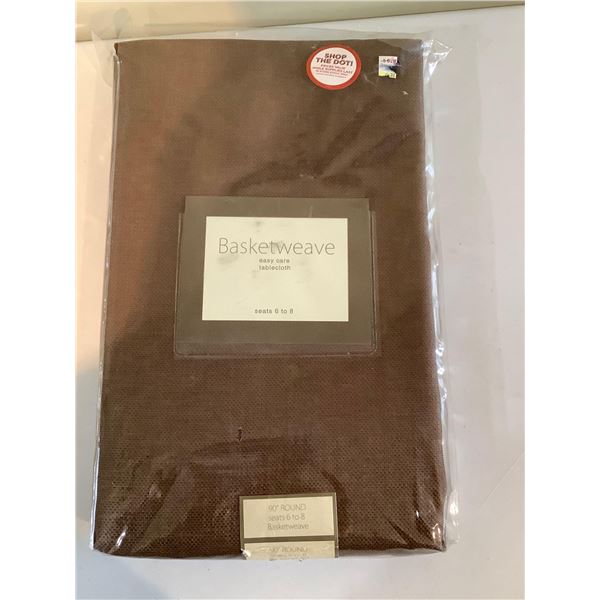Basketweave Easy Care Tablecloth 90" Round
