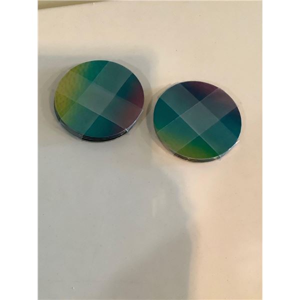 Lot of 8 Rnd Hammered Rainbow Coasters