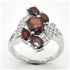 Image 1 : Silver Garnet Cz(2.9ct) Rhodium Plated Ring (~weight 3.5g)