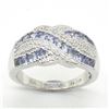 Image 1 : Silver Tanzanite Cz(1.8ct) Rhodium Plated Ring (~weight 5.5g)