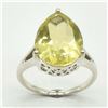 Image 1 : Silver Lemon Quartz(8.3ct) Rhodium Plated Ring (~weight 4.6g)