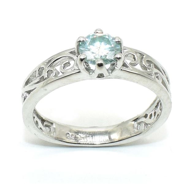 Silver Moissanite (Round 5.50 Mm)(0.8ct) Rhodium Plated Test And Looks Better Than Diamond Ring (~we