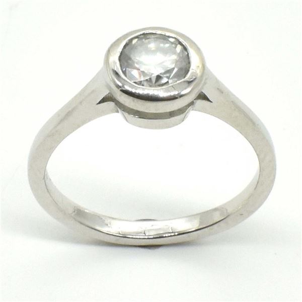 Silver Moissanite (Round 6X6 Mm)(0.87ct) Rhodium Plated Test And Looks Better Than Diamond Ring (~we